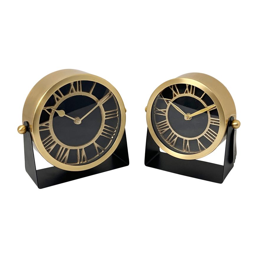 Sagebrook 7" Metal Table Clock - Gold Black