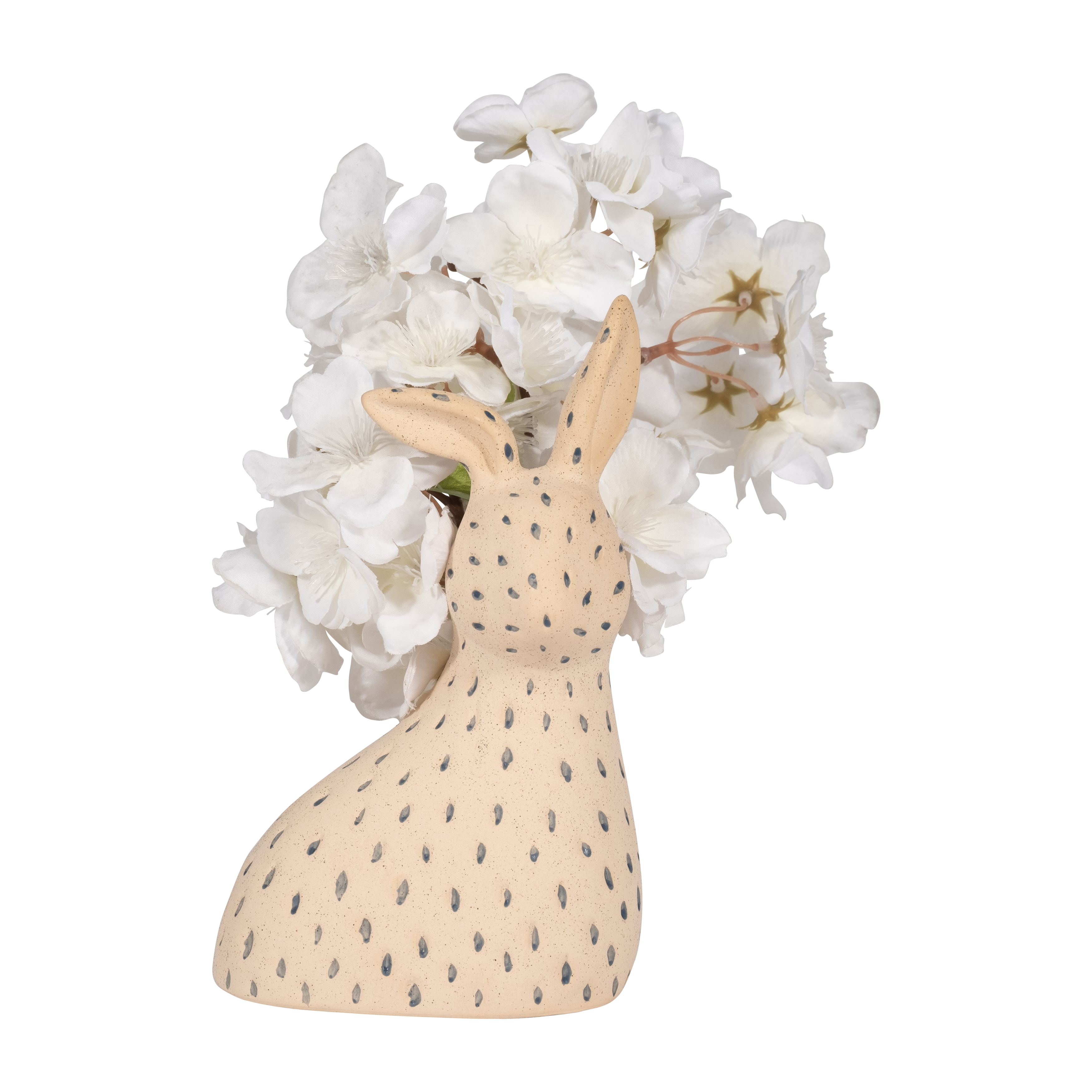 Sagebrook - 8" Ceramic Spotted Bunny in Ivory/blue