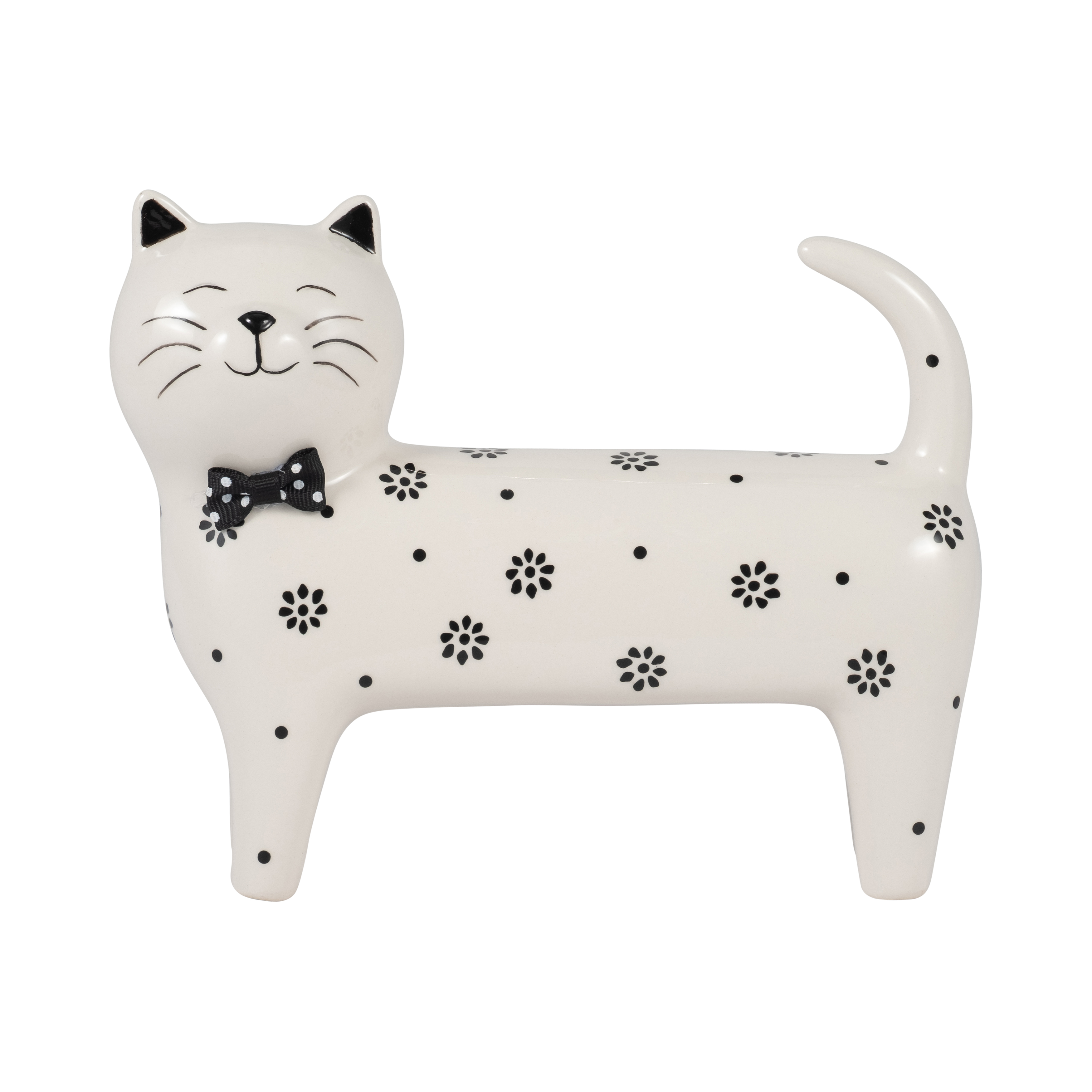 Sagebrook 7" Ceramic Daisies Cat