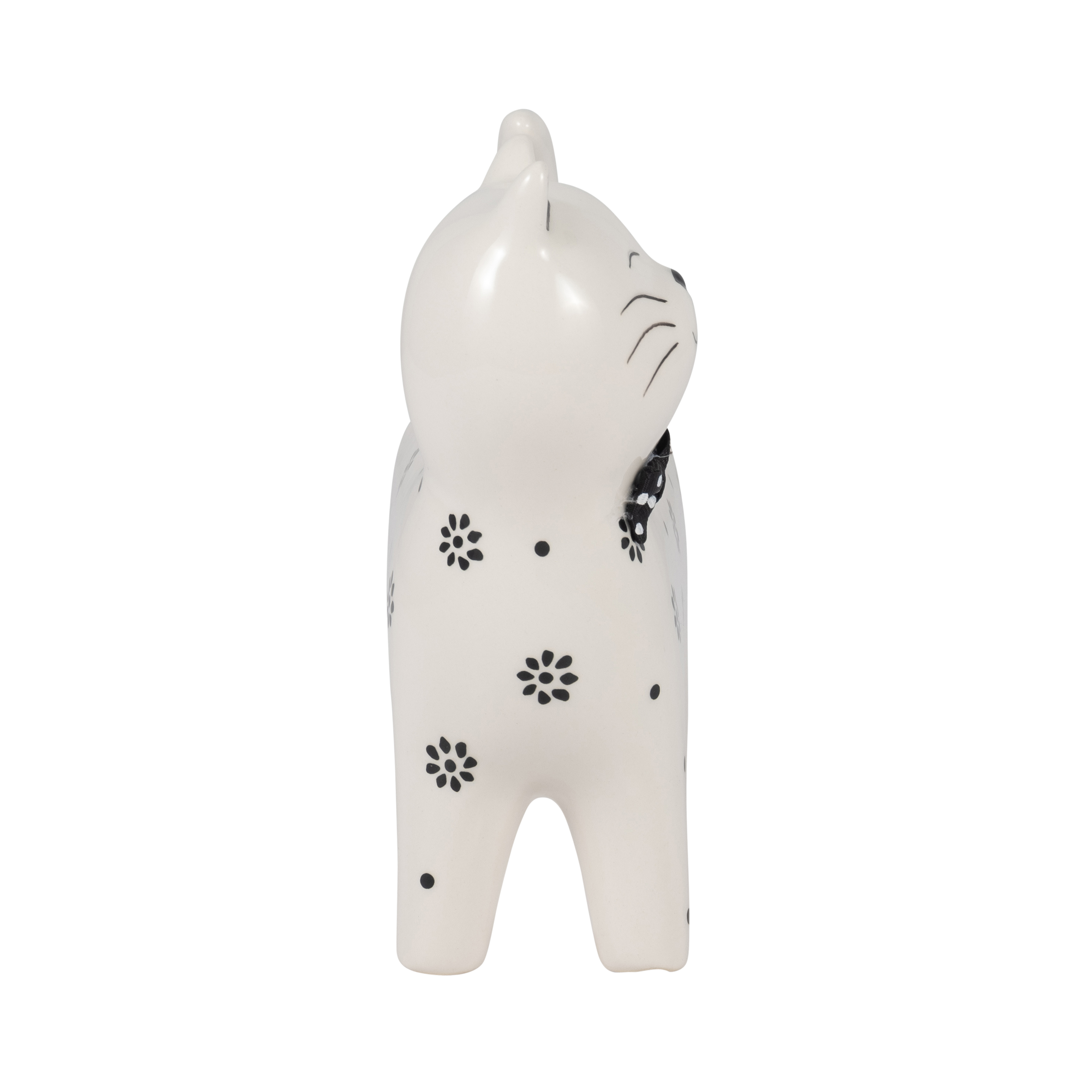 Sagebrook 7" Ceramic Daisies Cat - White