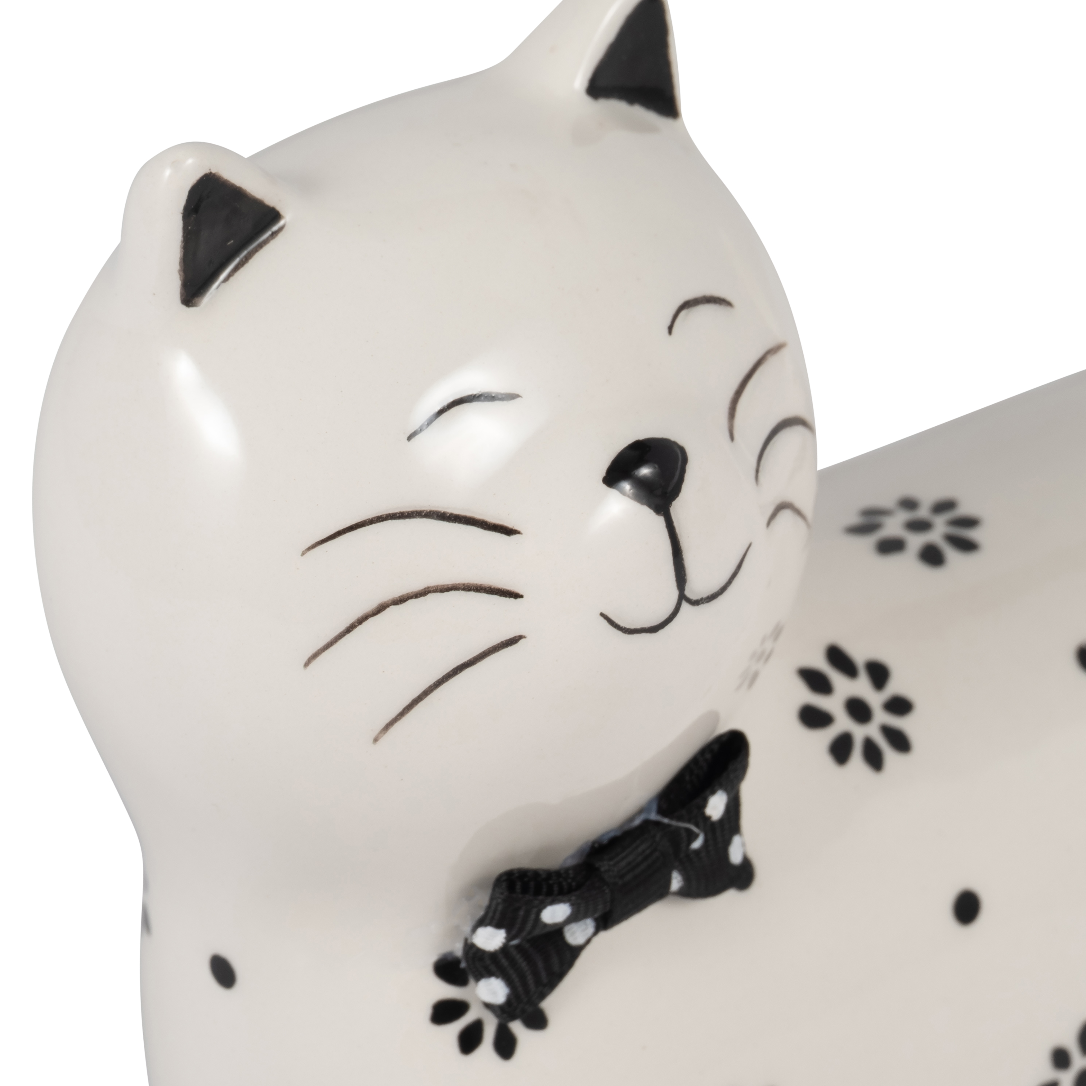 Sagebrook 7" Ceramic Daisies Cat - White