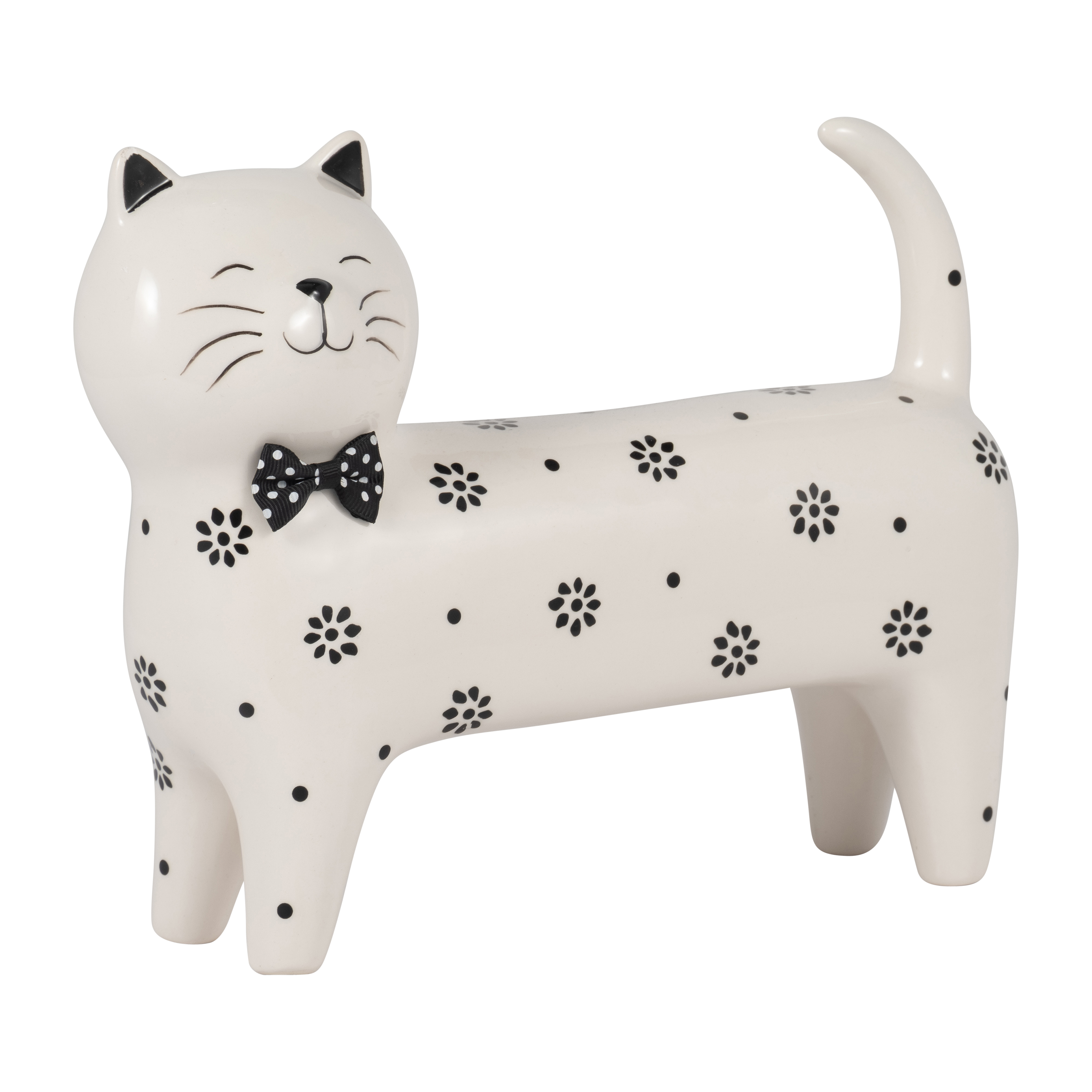 Sagebrook 7" Ceramic Daisies Cat