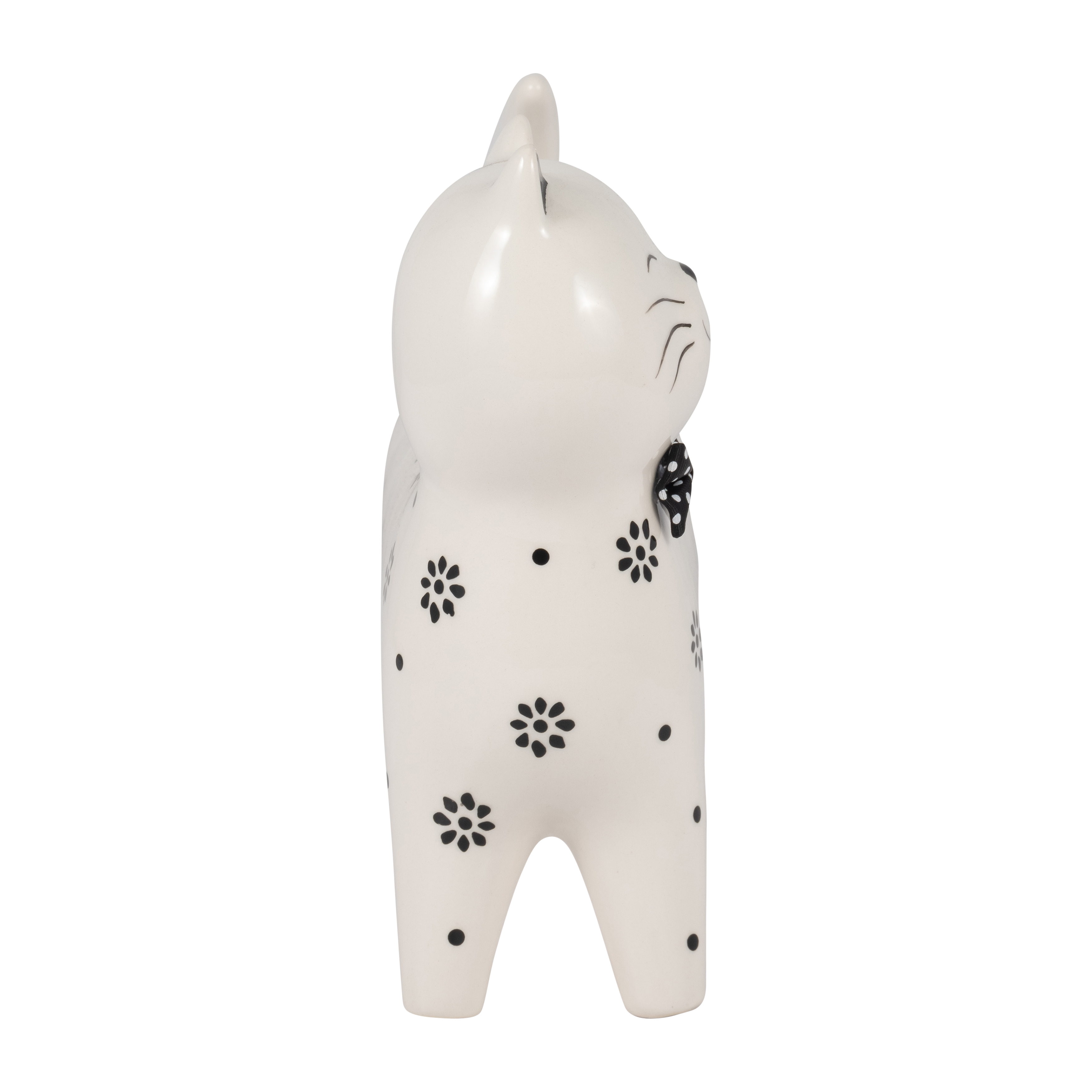 Sagebrook 8" Ceramic Daisies Cat - White