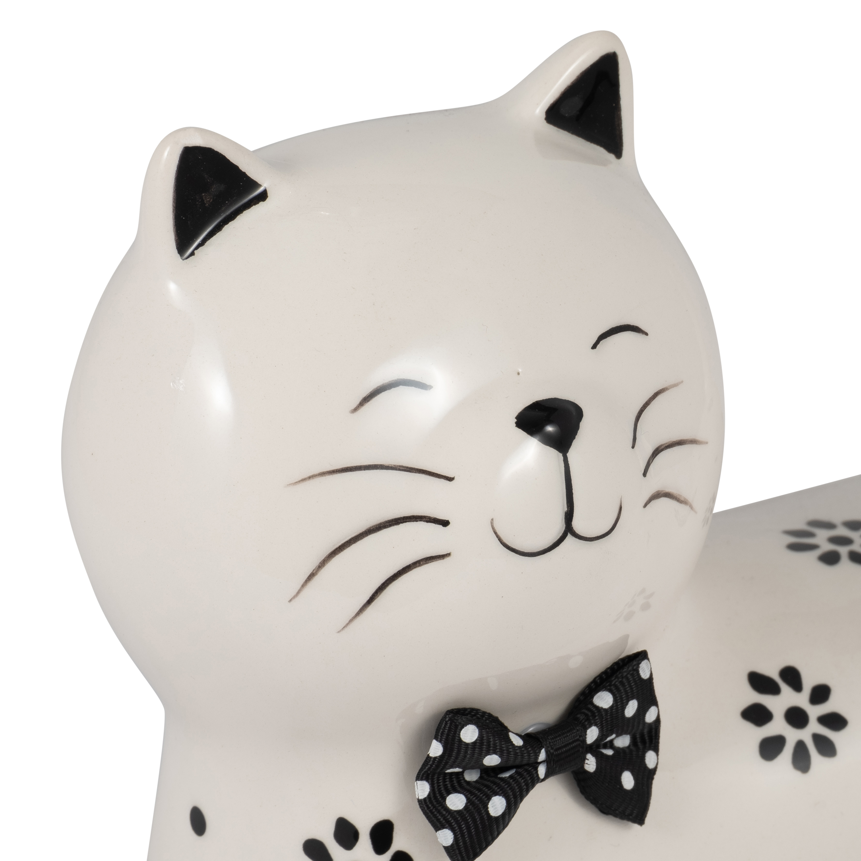 Sagebrook 8" Ceramic Daisies Cat - White