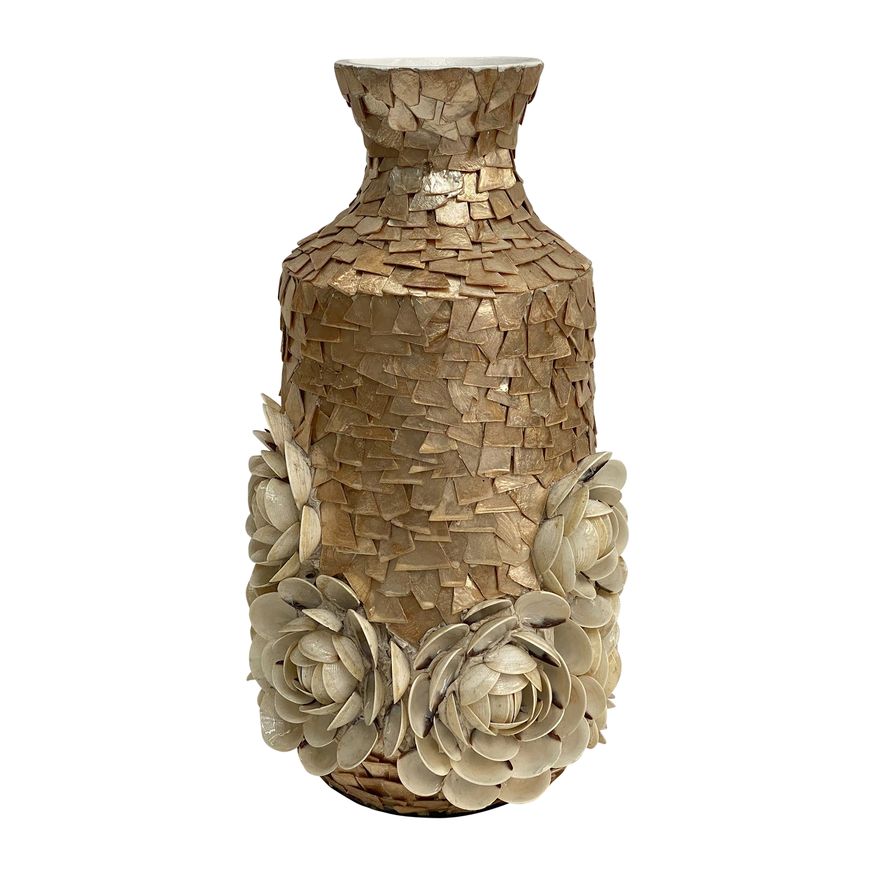 Sagebrook 17" Shell Decorative Rose Vase - Natural