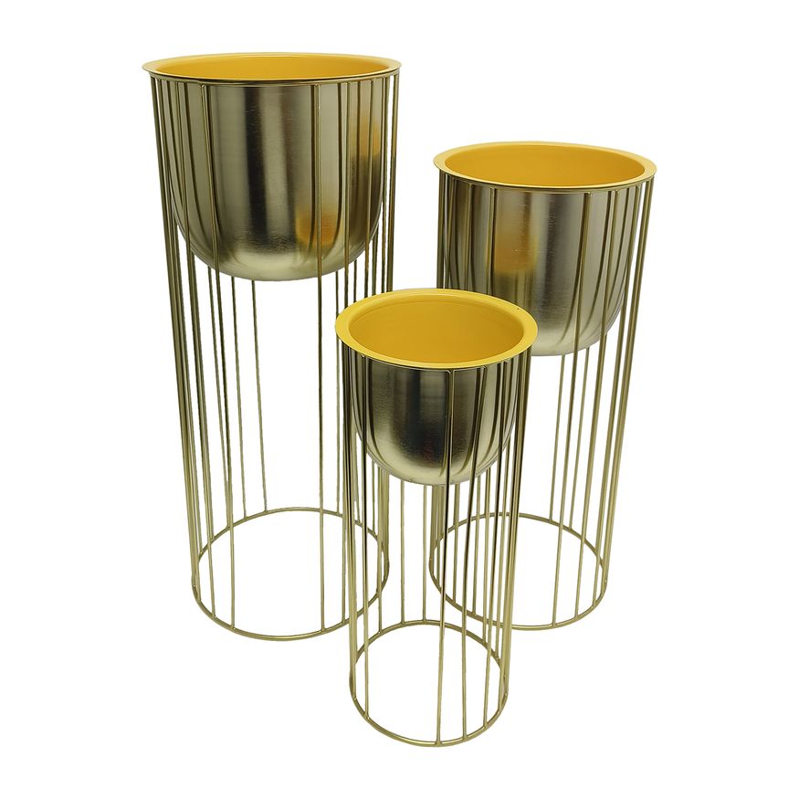 Sagebrook - 16"/20"/24" Raised Metal Planters (Set Of 3) in Gold