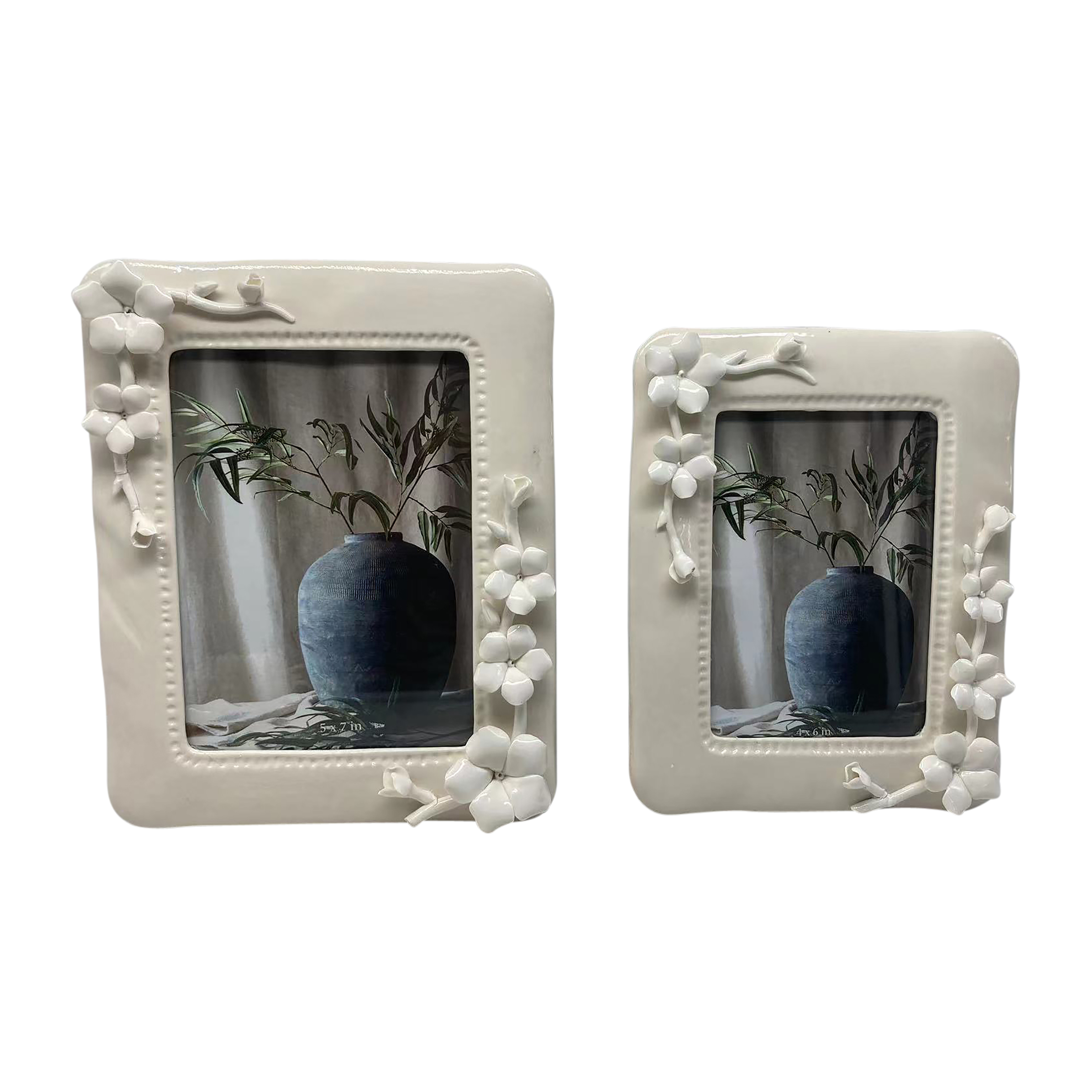 Sagebrook 5"x7" Blossom Applique Photo Frame - Ivory