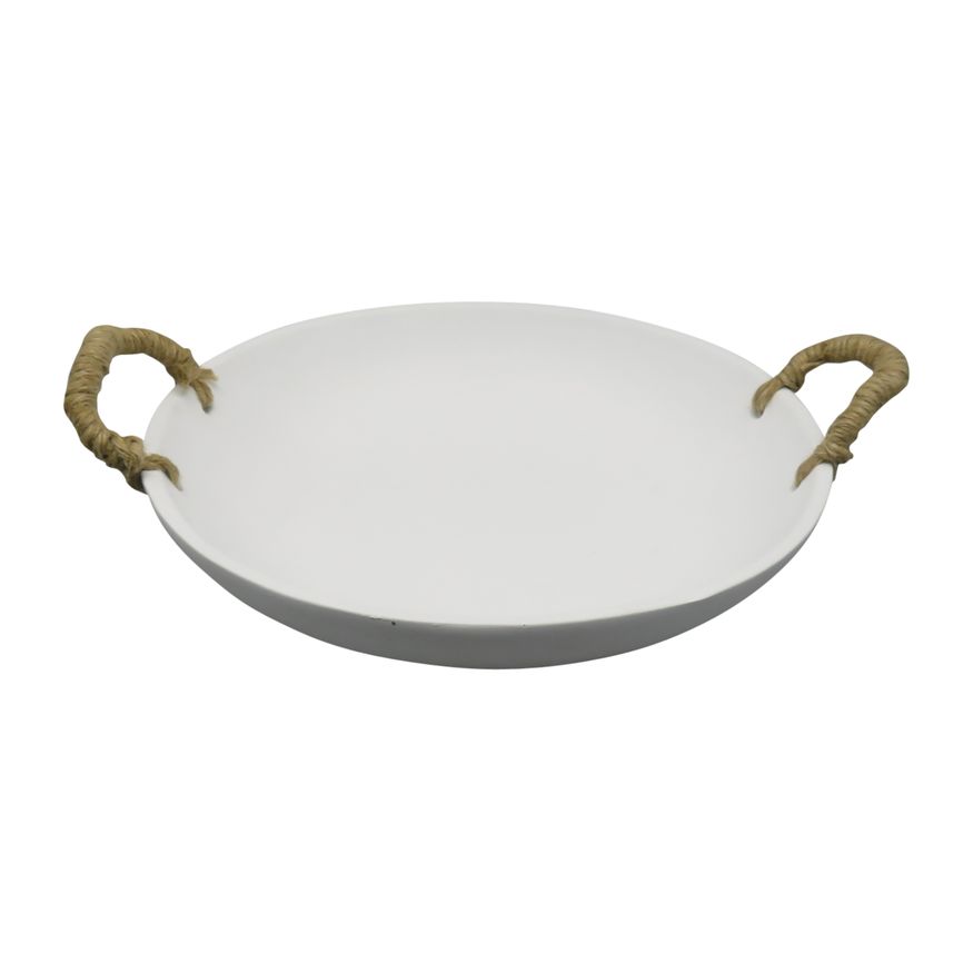 Sagebrook 12" Cement Bowl With Woven Handles