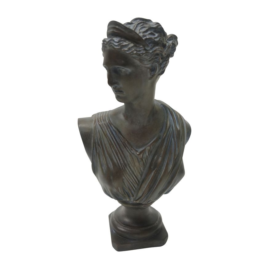 Sagebrook 12" Grecian Bust Tan Distressed Resin