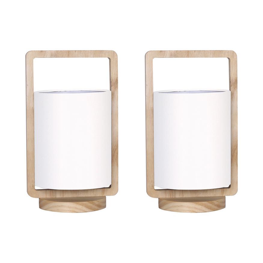 Sagebrook Nature Wood Сylinder Table Lamps (Set Of 2)