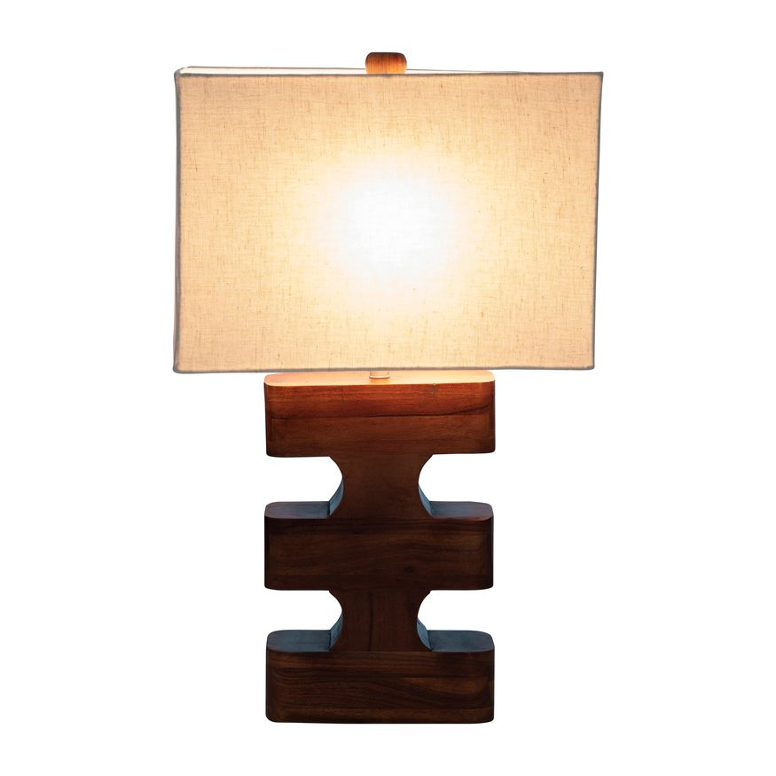 Sagebrook™ Wood Geometric Lamp - Brown