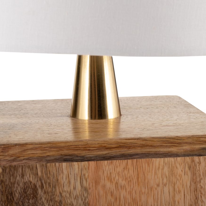 Sagebrook™ Wood Cylindrical Table Lamp - Gold/Natural