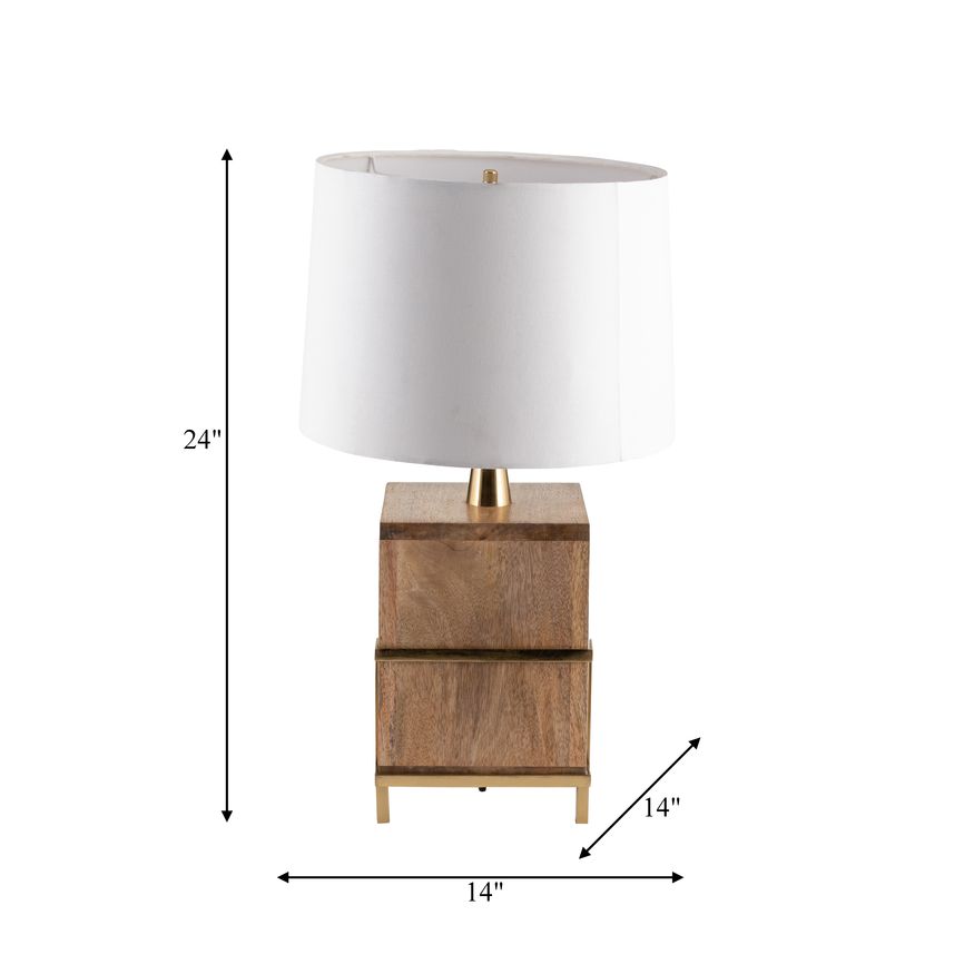 Sagebrook™ Wood Cylindrical Table Lamp - Gold/Natural