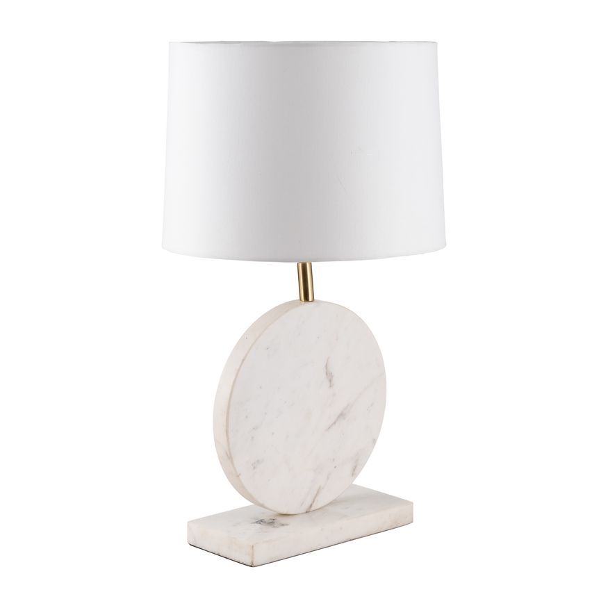 Sagebrook Marble Round Table Lamp - White/Off-White