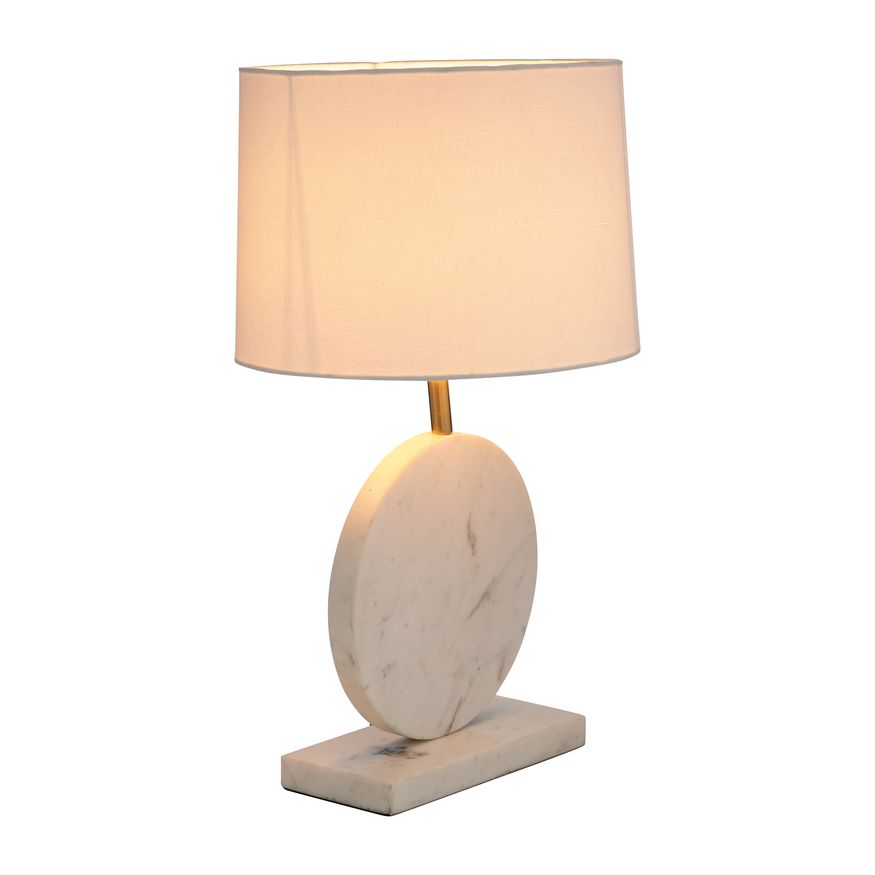 Sagebrook Marble Round Table Lamp - White/Off-White