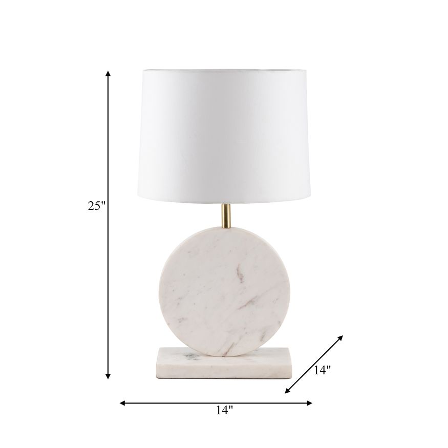 Sagebrook Marble Round Table Lamp - White/Off-White