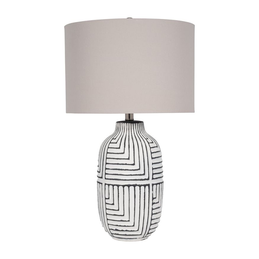 Sagebrook Ceramic Tribal Textured Table Lamp - White