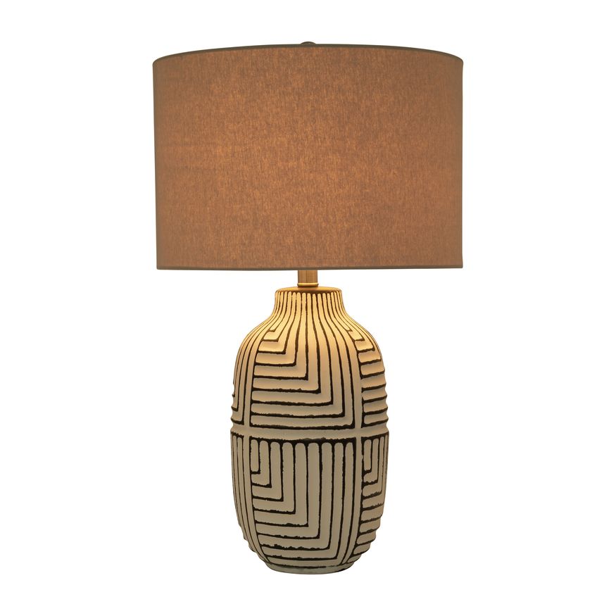 Sagebrook Ceramic Tribal Textured Table Lamp - White