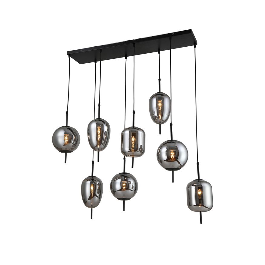 Sagebrook Metal Pendant Lamp With 8 Light - Smoke Glass