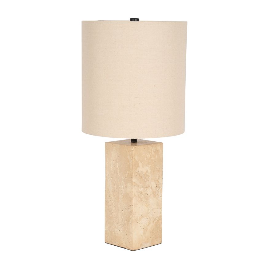 Sagebrook™ 25" Travertine Pillar Table Lamp - Natural