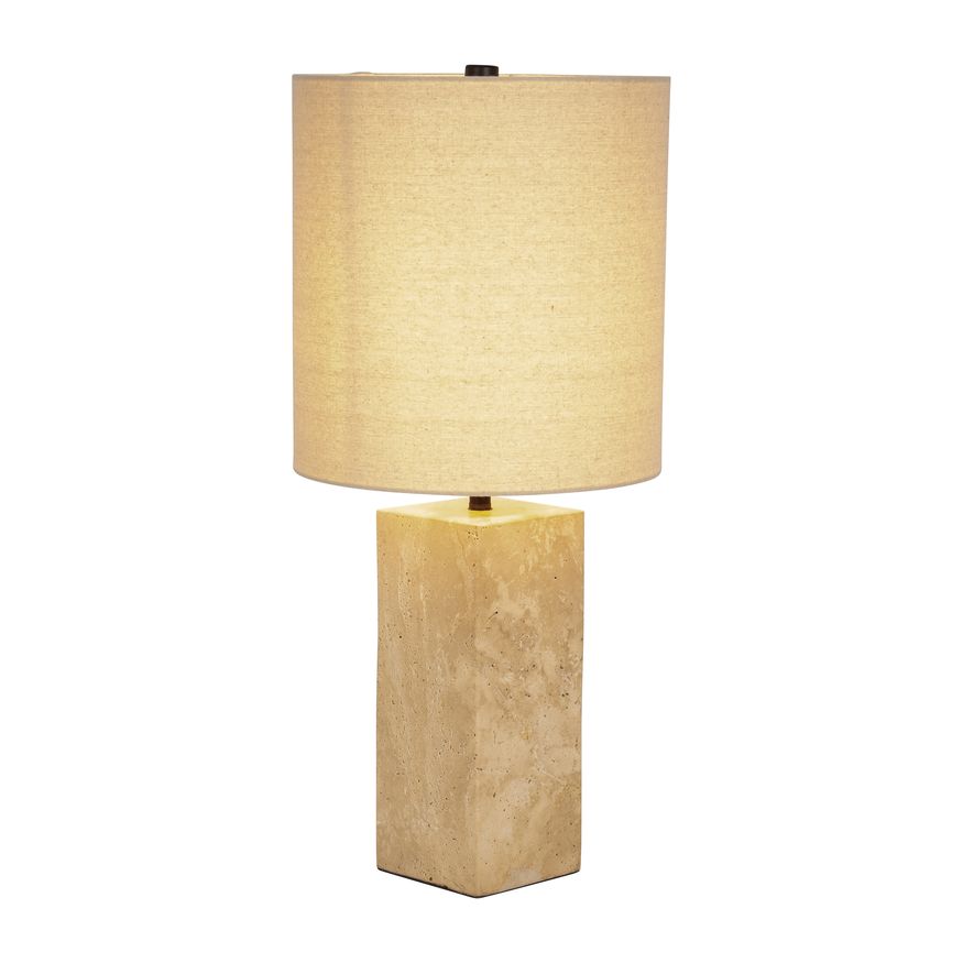 Sagebrook™ 25" Travertine Pillar Table Lamp - Natural