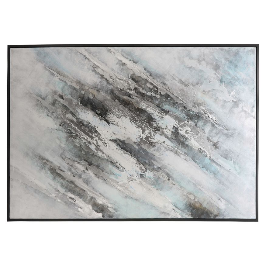 Sagebrook 74" Abstract Canvas - Gray On Black Frame