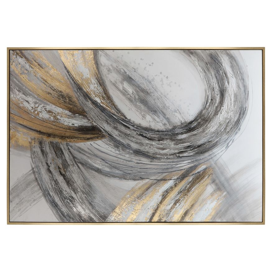 Sagebrook - Abstract Canvas in Gray On Gold Frame