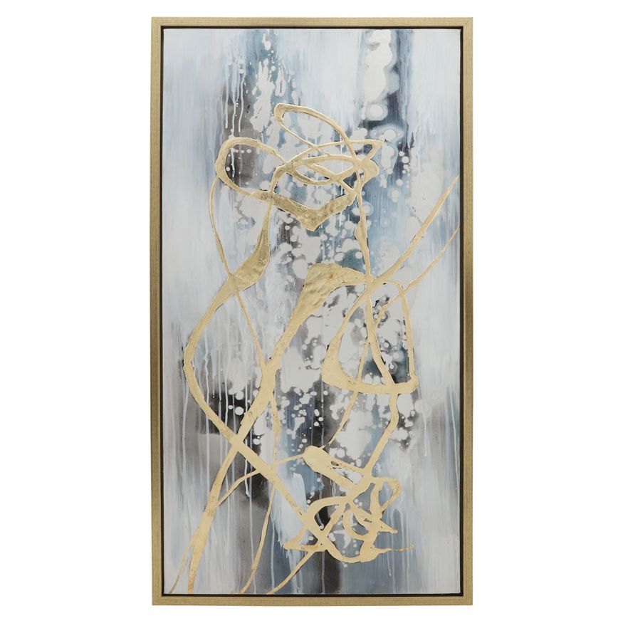 Sagebrook - Abstract Canvases (Set Of 3) in Multi On Gold Frame