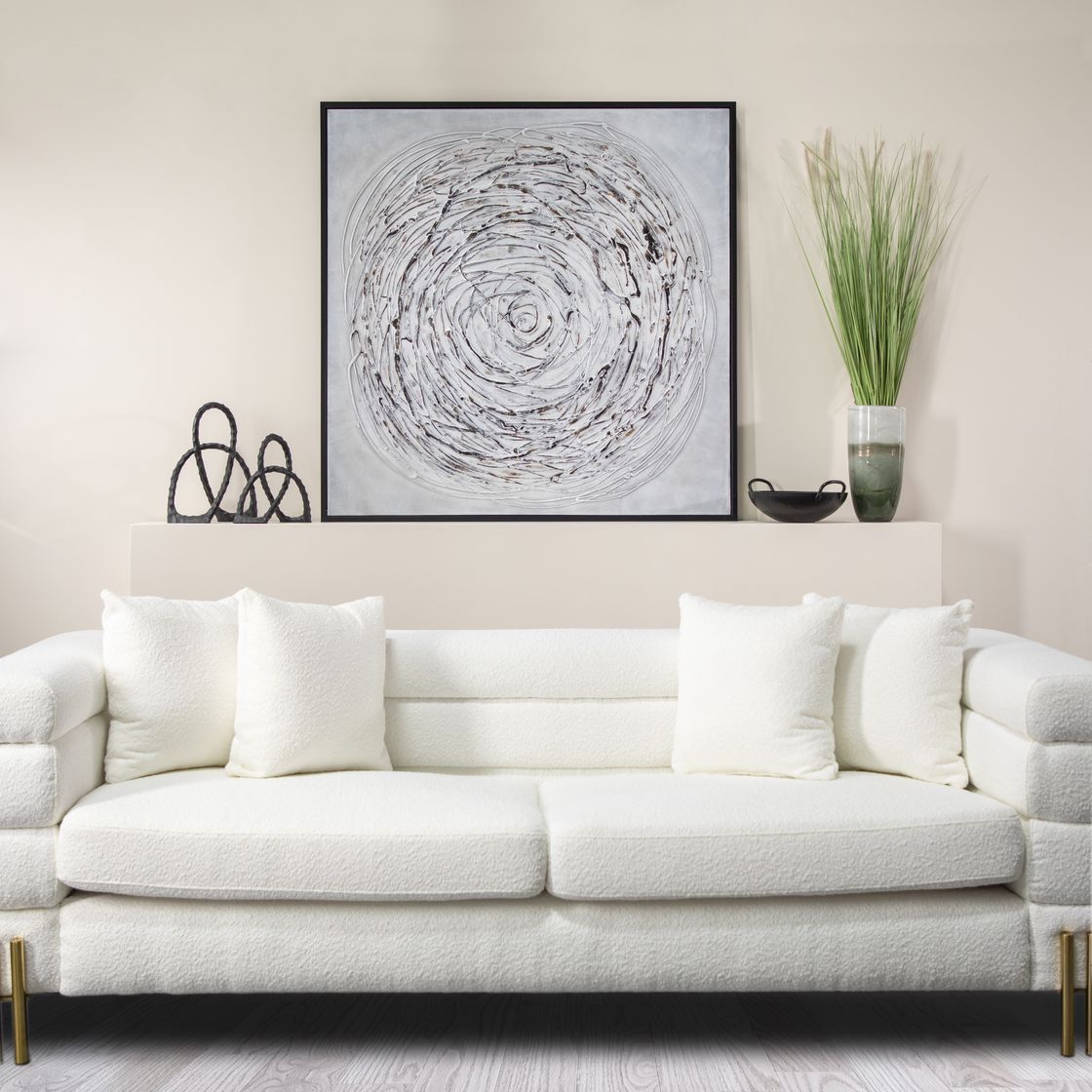 Sagebrook - Swirl Painting in Gray On Black Frame