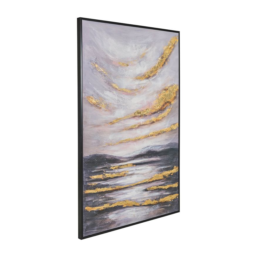 Sagebrook - Sky Hand Painted Canvas in Gray/Gold