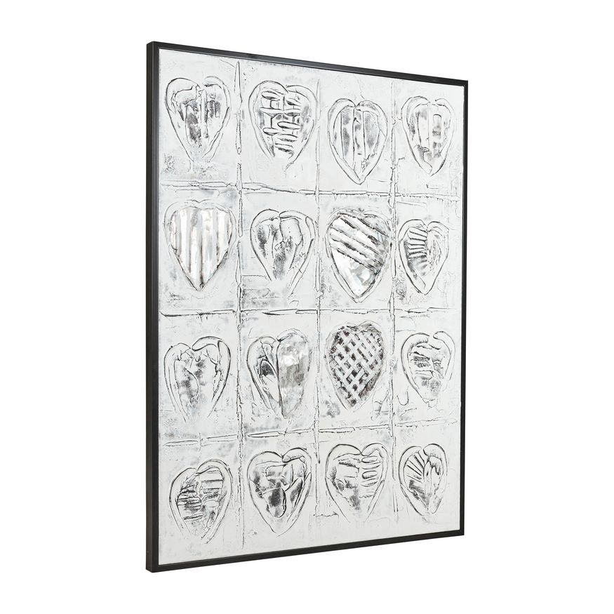 Sagebrook - Hearts Hand Painted Canvas in Gray