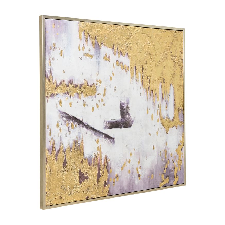 Sagebrook - Hand Painted Abstract Canvas in Gold/White