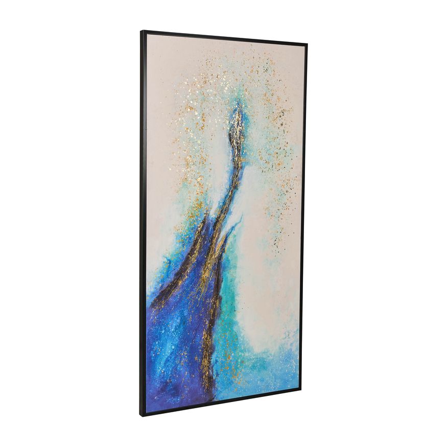 Sagebrook - Hand Painted Abstract Canvas in White/Blue