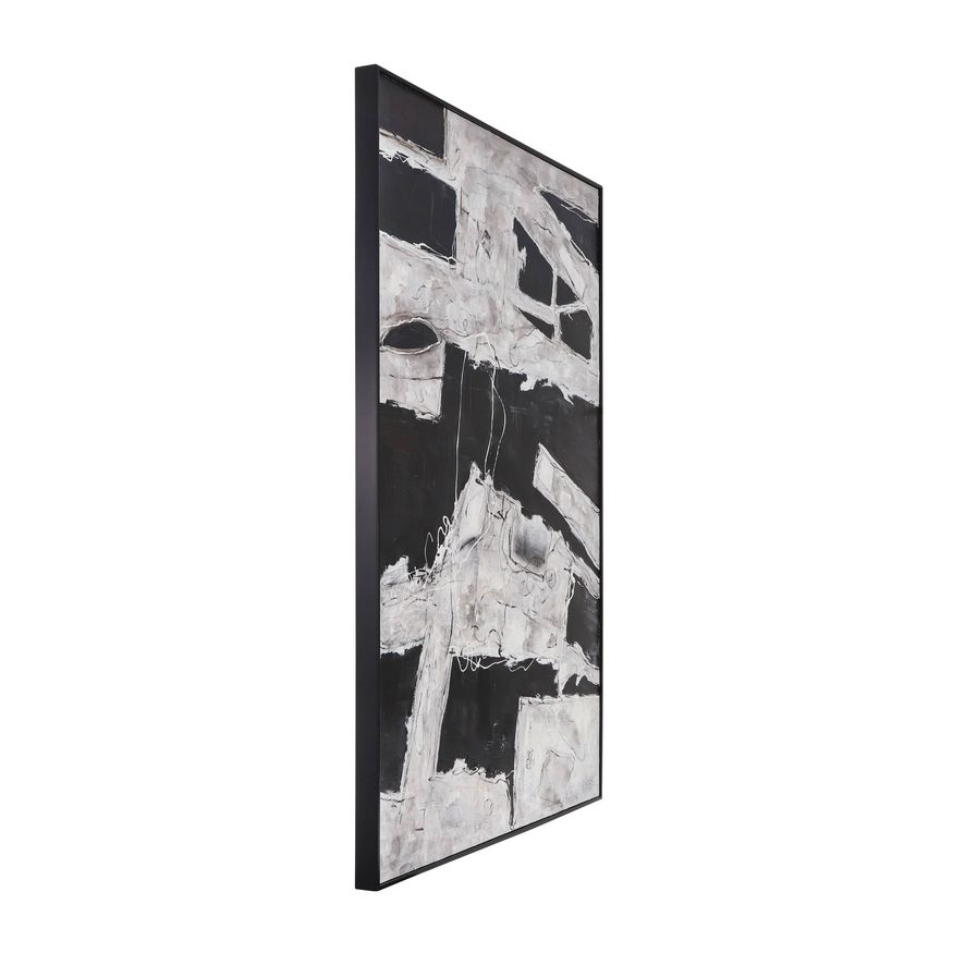 Sagebrook - Framed Hand Painted Abstract Canvas in Black/Gold