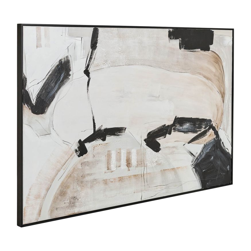 Sagebrook - Framed Hand Painted Abstract Canvas in Gray/Black