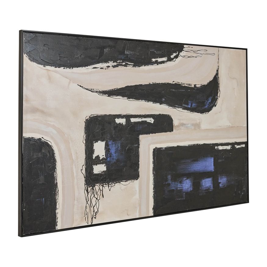 Sagebrook - Framed Hand Painted Abstract Canvas in Gray/Black