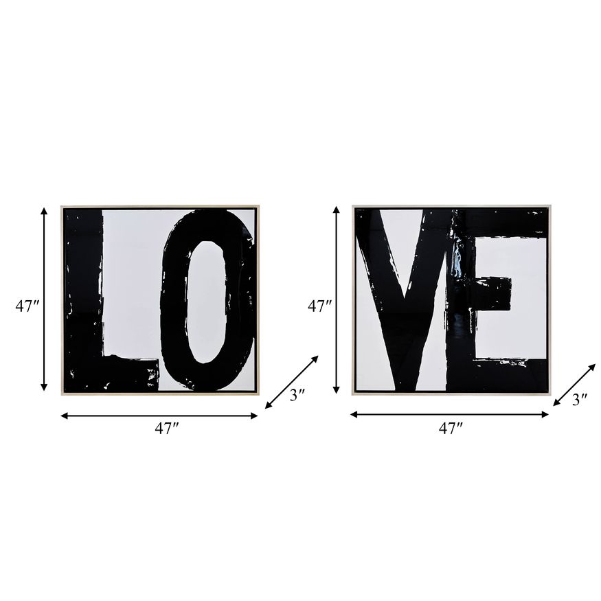 Sagebrook - Hand Painted Love Frames (Set Of 2) in Black