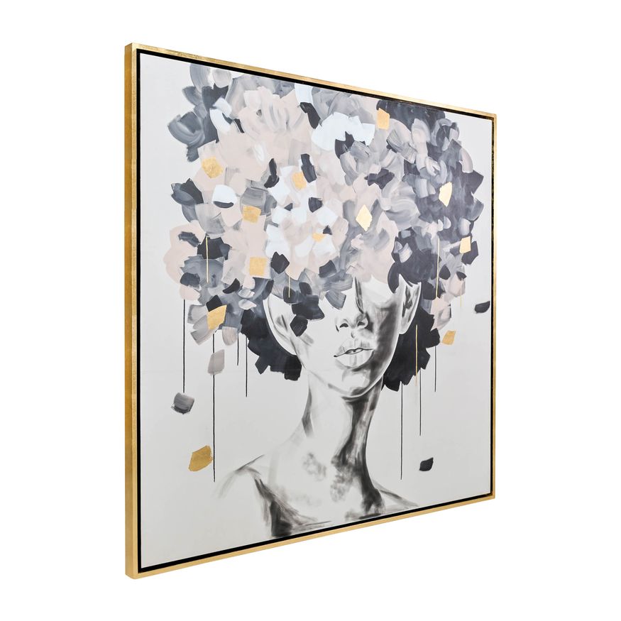 Sagebrook - Hand Painted Idyll Woman Gold Leaf Canvas in Multi