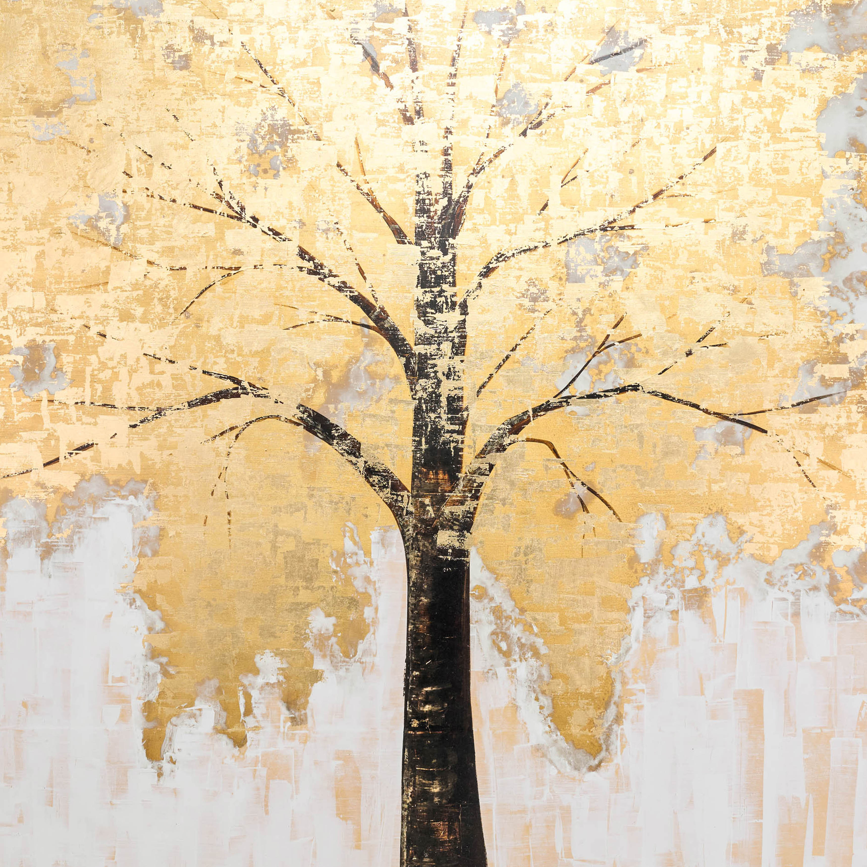 Sagebrook - 71"x71" Hand Painted Autumn Gold Leaf Tree