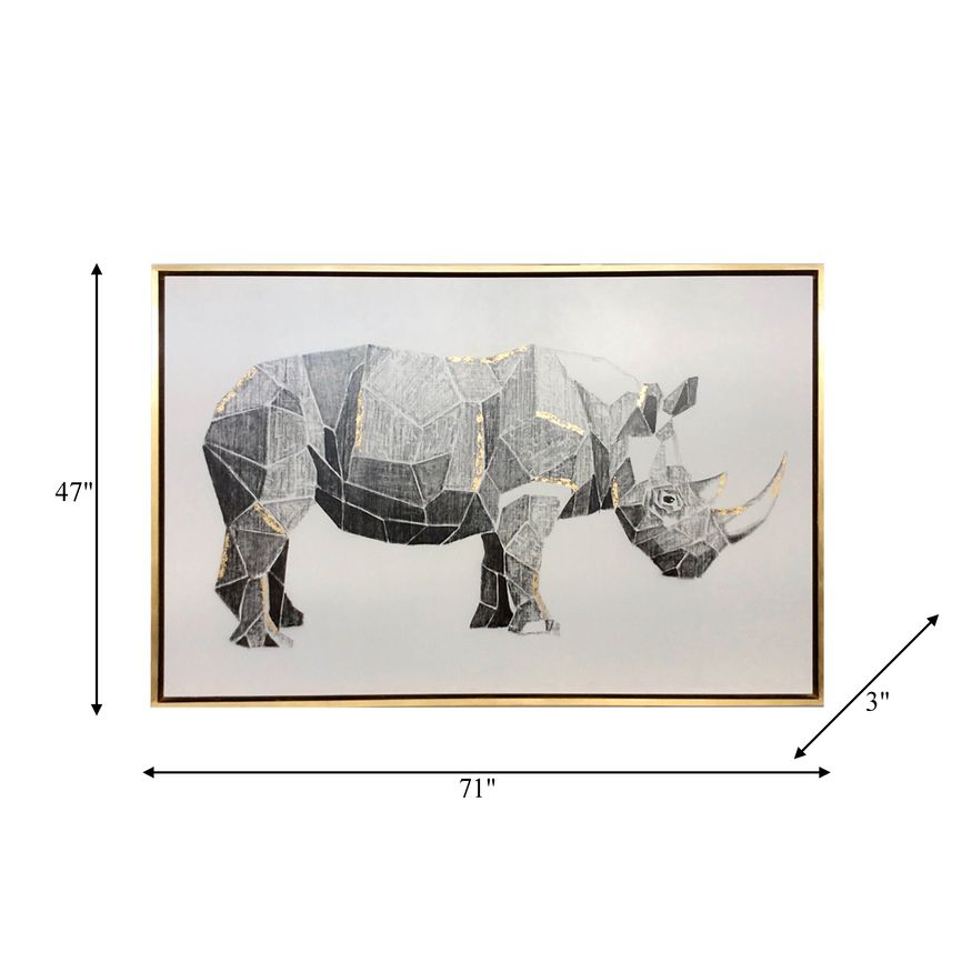 Sagebrook - Hand Painted Charcoal Rhino With Gold Leaf