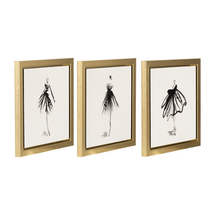 Sagebrook - Hand Painted Ballerina Pose (Set Of 3) in Gold