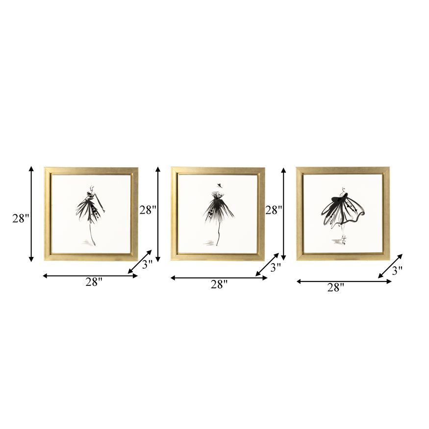 Sagebrook - Hand Painted Ballerina Pose (Set Of 3) in Gold