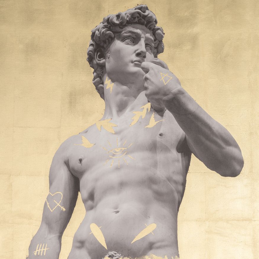 Sagebrook - Hand Painted David In Gold in White