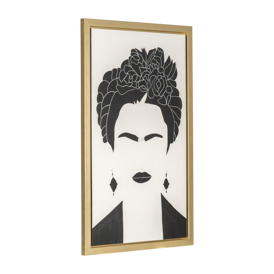 Sagebrook - Hand Painted Frida Portrait in Black/White