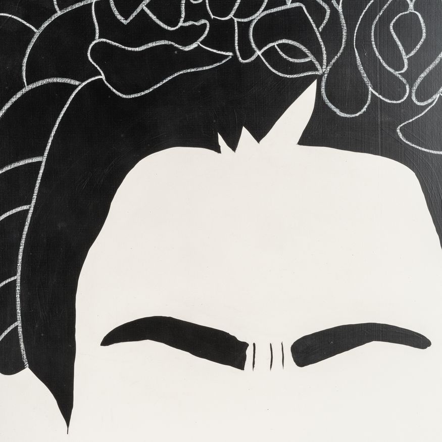 Sagebrook - Hand Painted Frida Portrait in Black/White