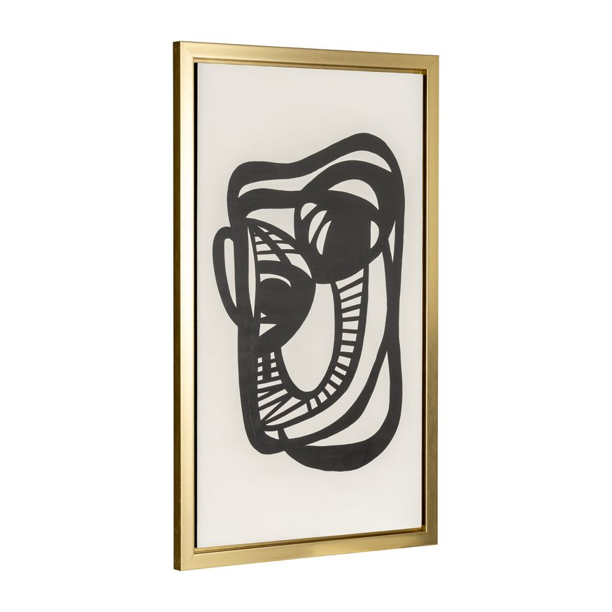 Sagebrook - Hand Painted Gold Frame Geometric Face in Black