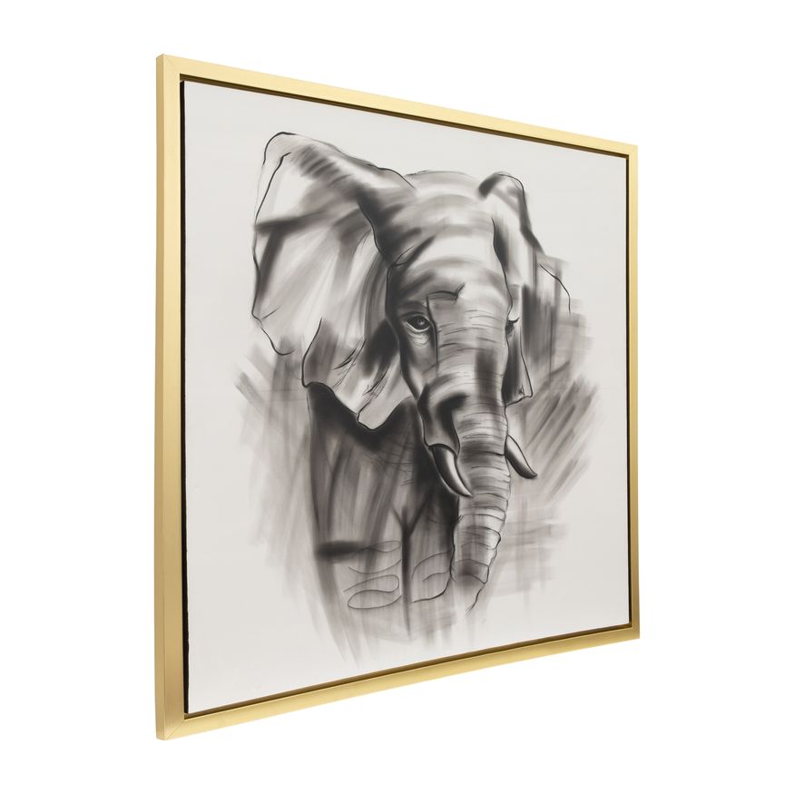 Sagebrook - Hand Painted Elephant Beauty in Gray/White