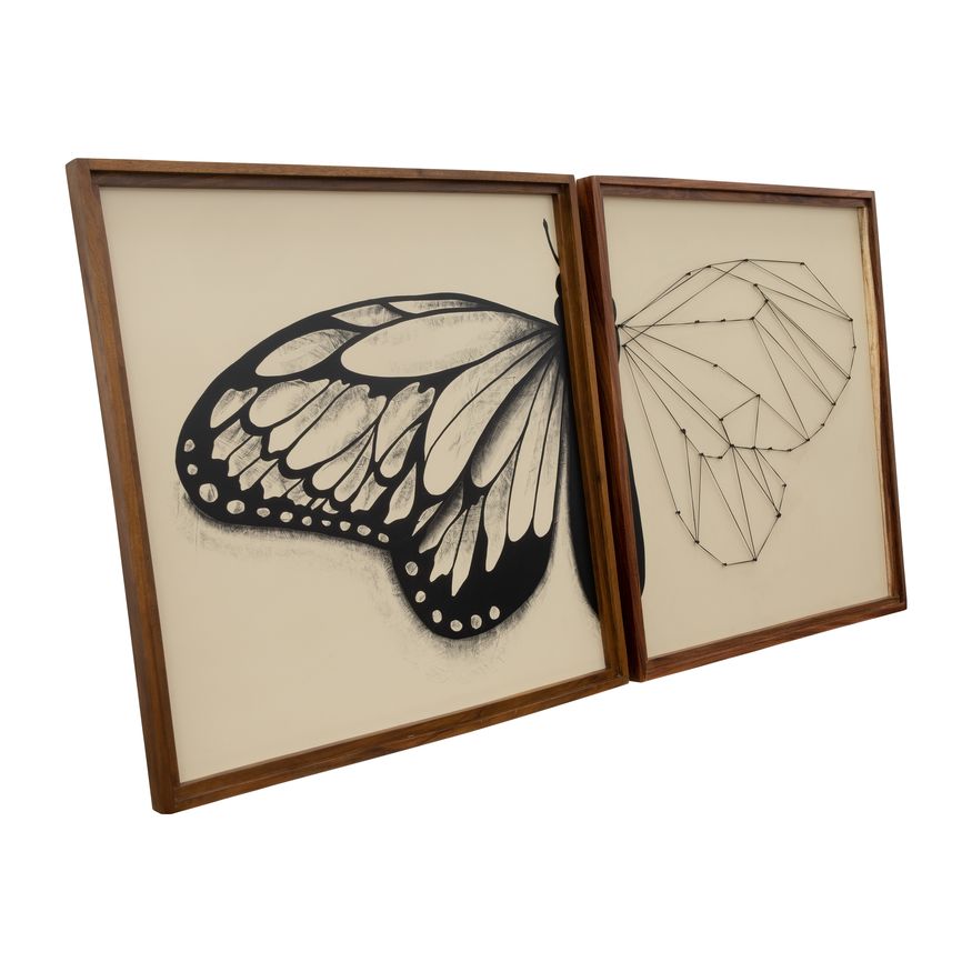 Sagebrook - Hand Painted Butterfly In The Works (Set Of 2) in Black