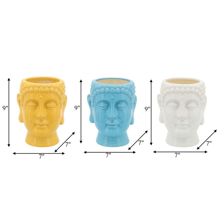 Sagebrook - 8.5" 40 Oz Buddha Citronella Candles (Set of 3) in Multi