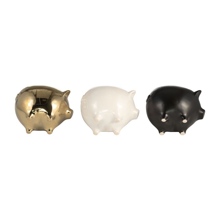 Sagebrook 7" 9 Oz Vanilla Sandalwood Pig Candles (Set of 3) - Multi